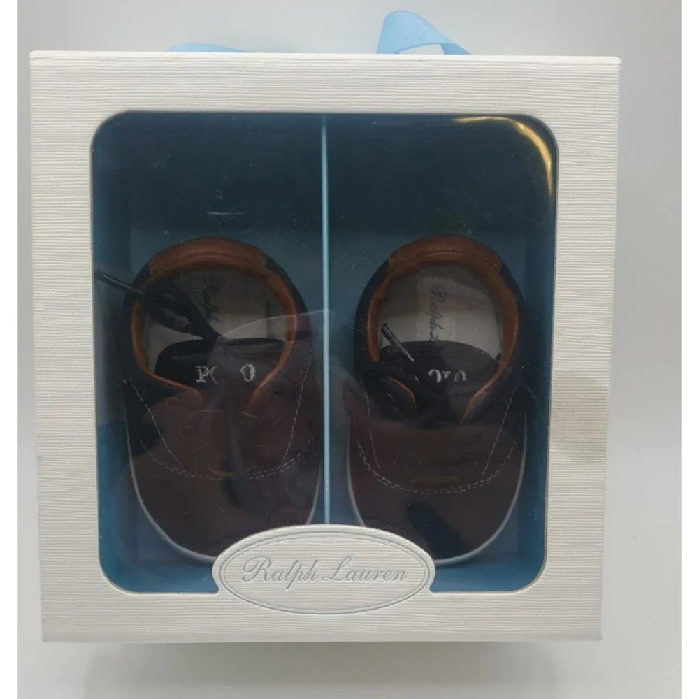 Ralph Lauren Baby Shoes Size 2 Navy Canvas‎ Vaughn 25804 New